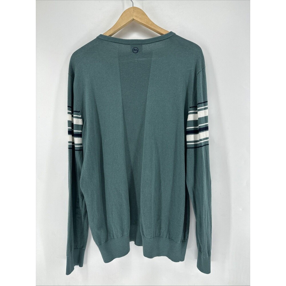 AG Green Label Men’s V-Neck Cotton Cashmere Striped Sweater Sz XXL - Picture 7 of 10